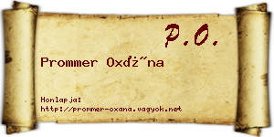Prommer Oxána névjegykártya